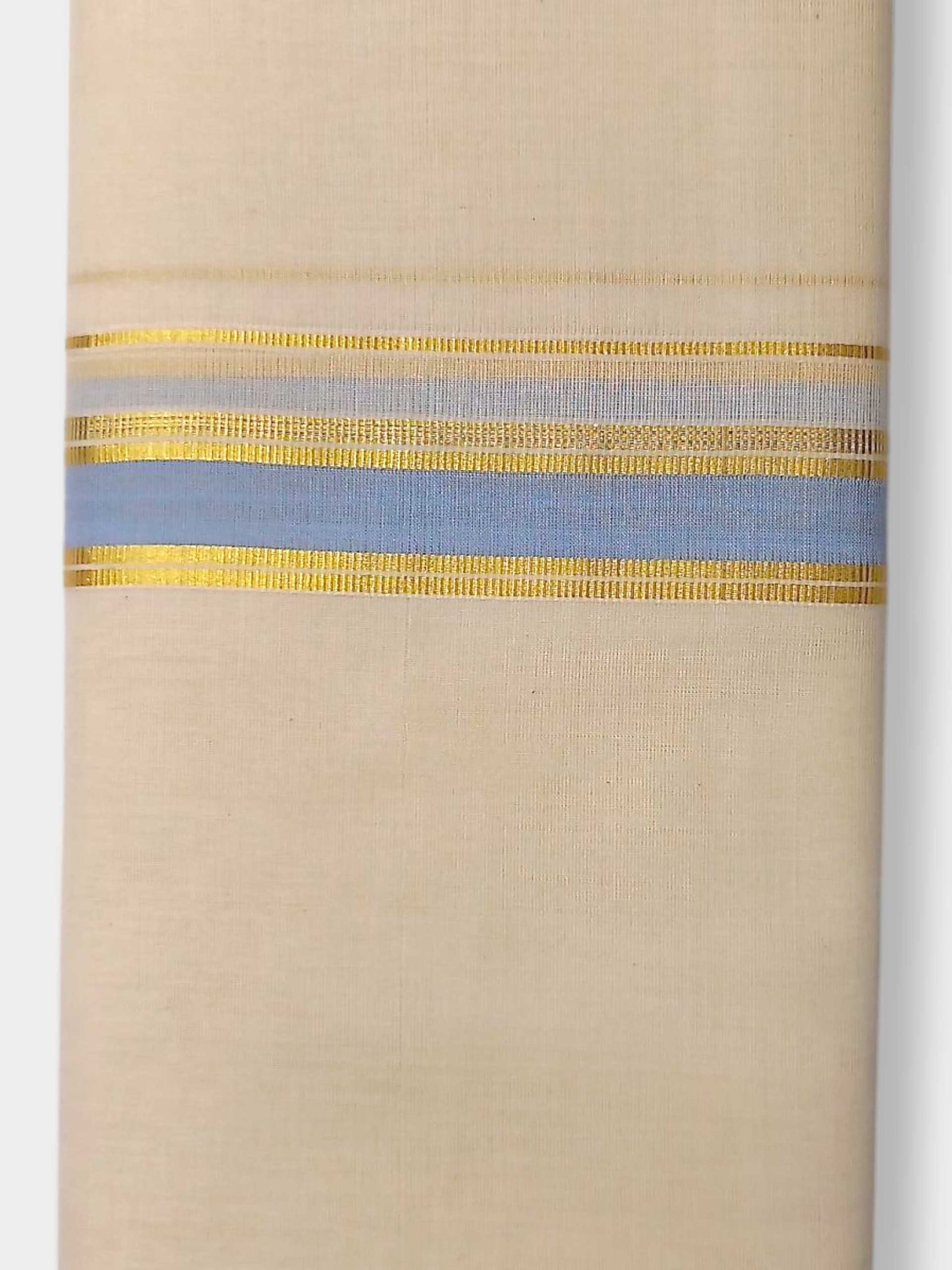Balaramapuram Handloom Double Mundu Pure Cotton with Blue Border