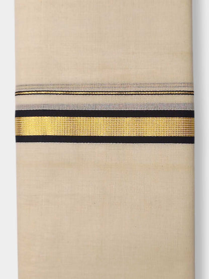 Balaramapuram Handloom Double Mundu Pure Cotton with Black Border