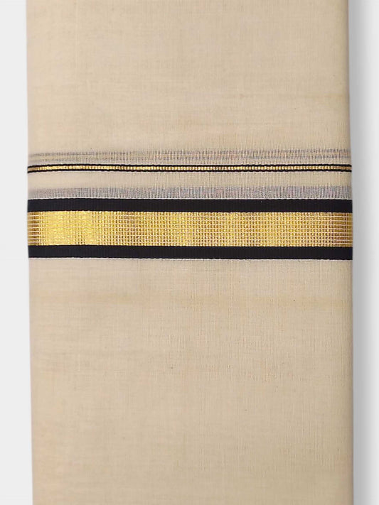 Balaramapuram Handloom Double Mundu Pure Cotton with Black Border
