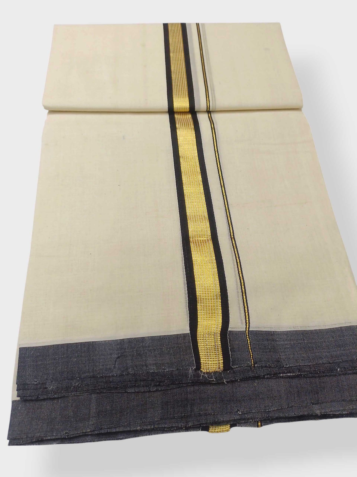 Balaramapuram Handloom Double Mundu Pure Cotton with Black Border