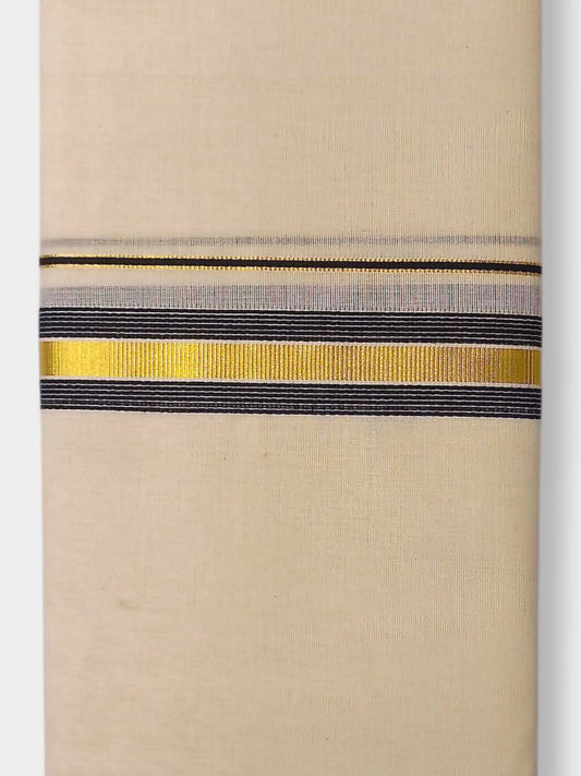 Balaramapuram Handloom Double Mundu Pure Cotton with Black Border