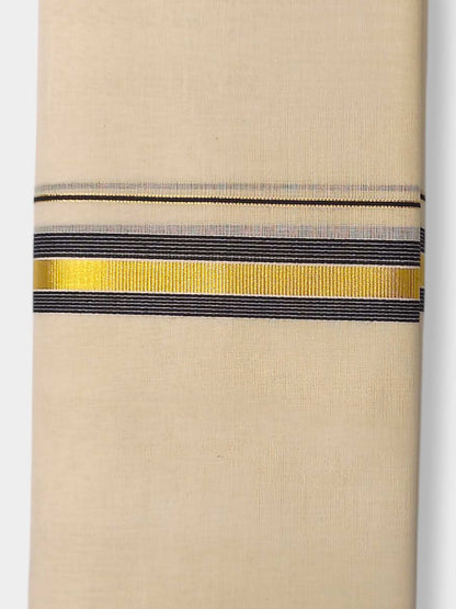 Balaramapuram Handloom Double Mundu Pure Cotton with Black Border