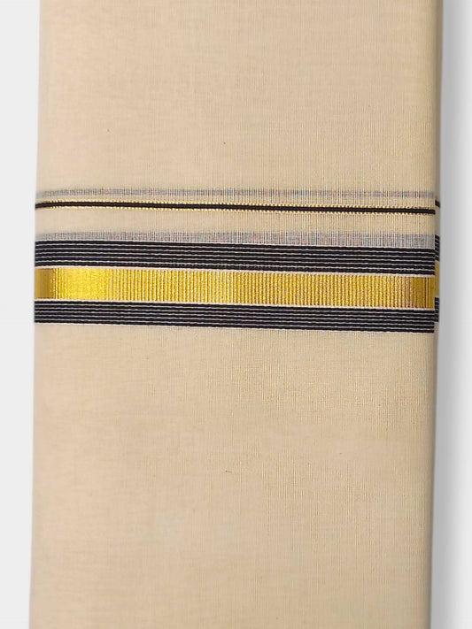 Balaramapuram Handloom Double Mundu Pure Cotton with Black Border