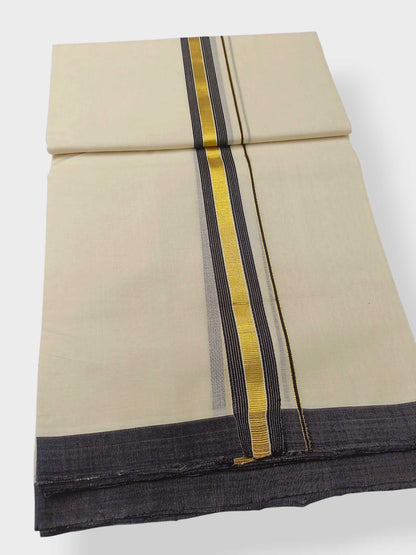 Balaramapuram Handloom Double Mundu Pure Cotton with Black Border