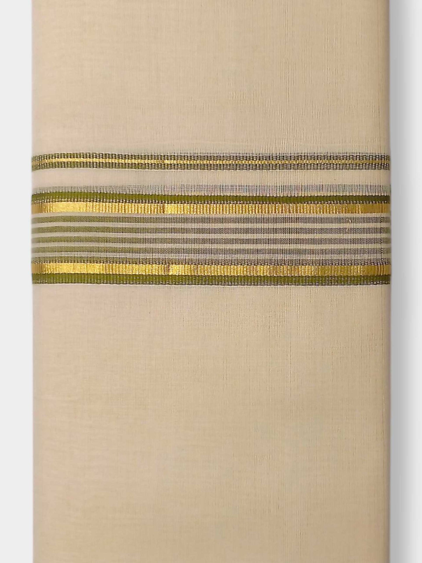 Balaramapuram Handloom Double Mundu Pure Cotton with Green Border