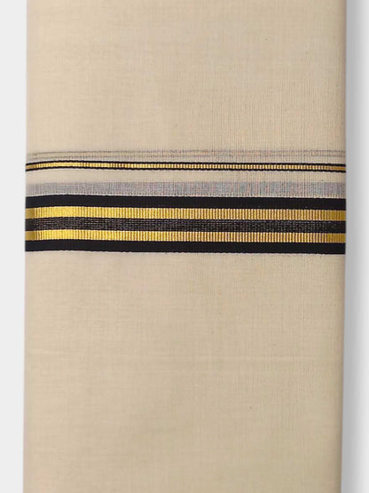 Balaramapuram Handloom Double Mundu Pure Cotton with Black Border