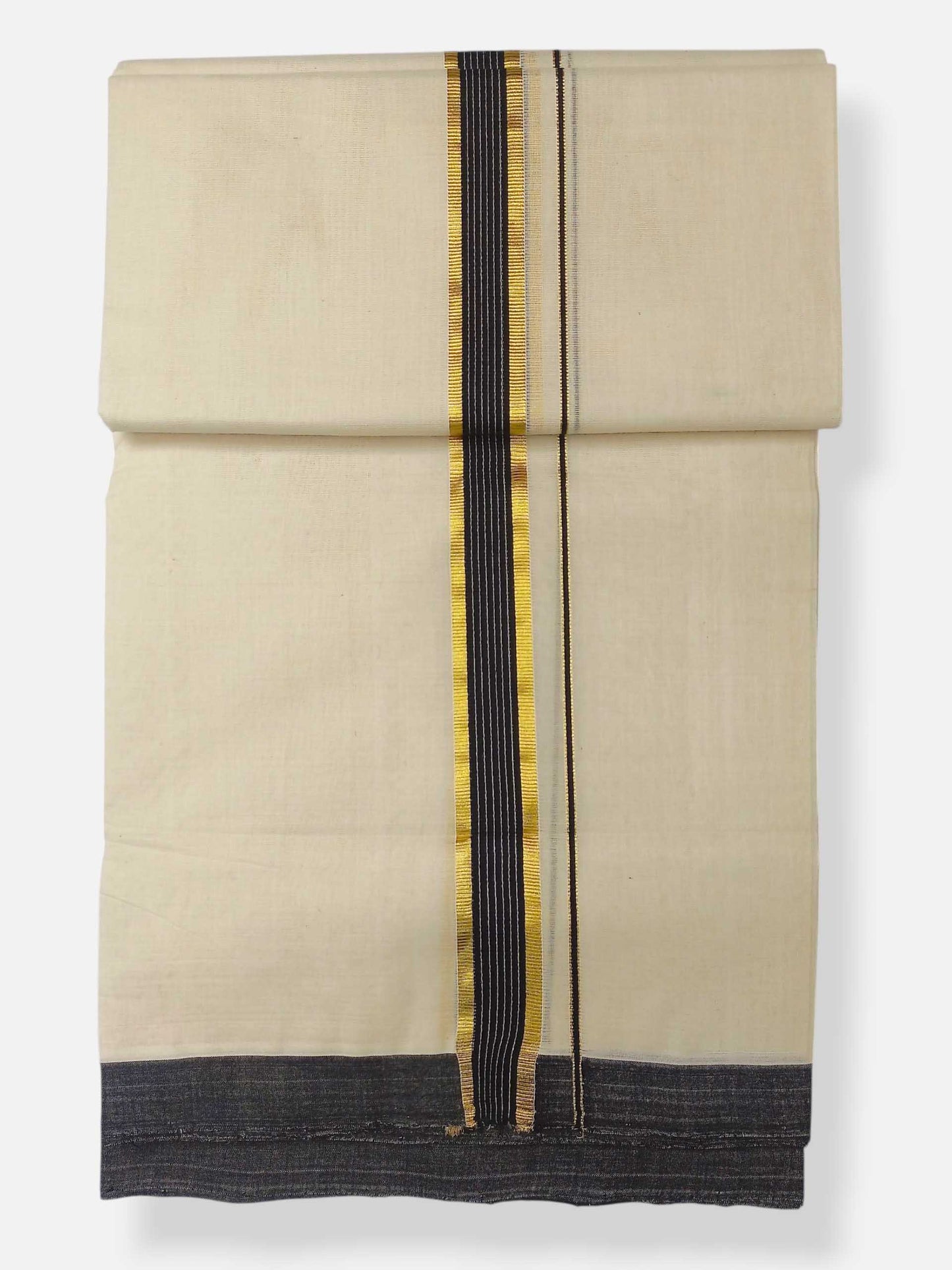 Balaramapuram Handloom Double Mundu Pure Cotton with Black Border