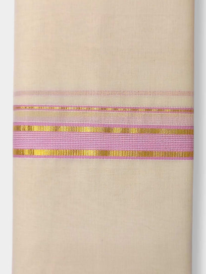 Balaramapuram Handloom Double Mundu Pure Cotton with Maroon Border