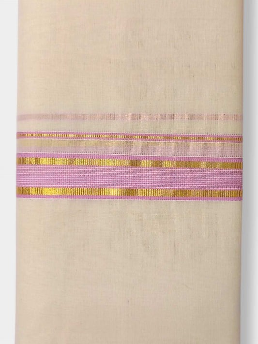 Balaramapuram Handloom Double Mundu Pure Cotton with Maroon Border