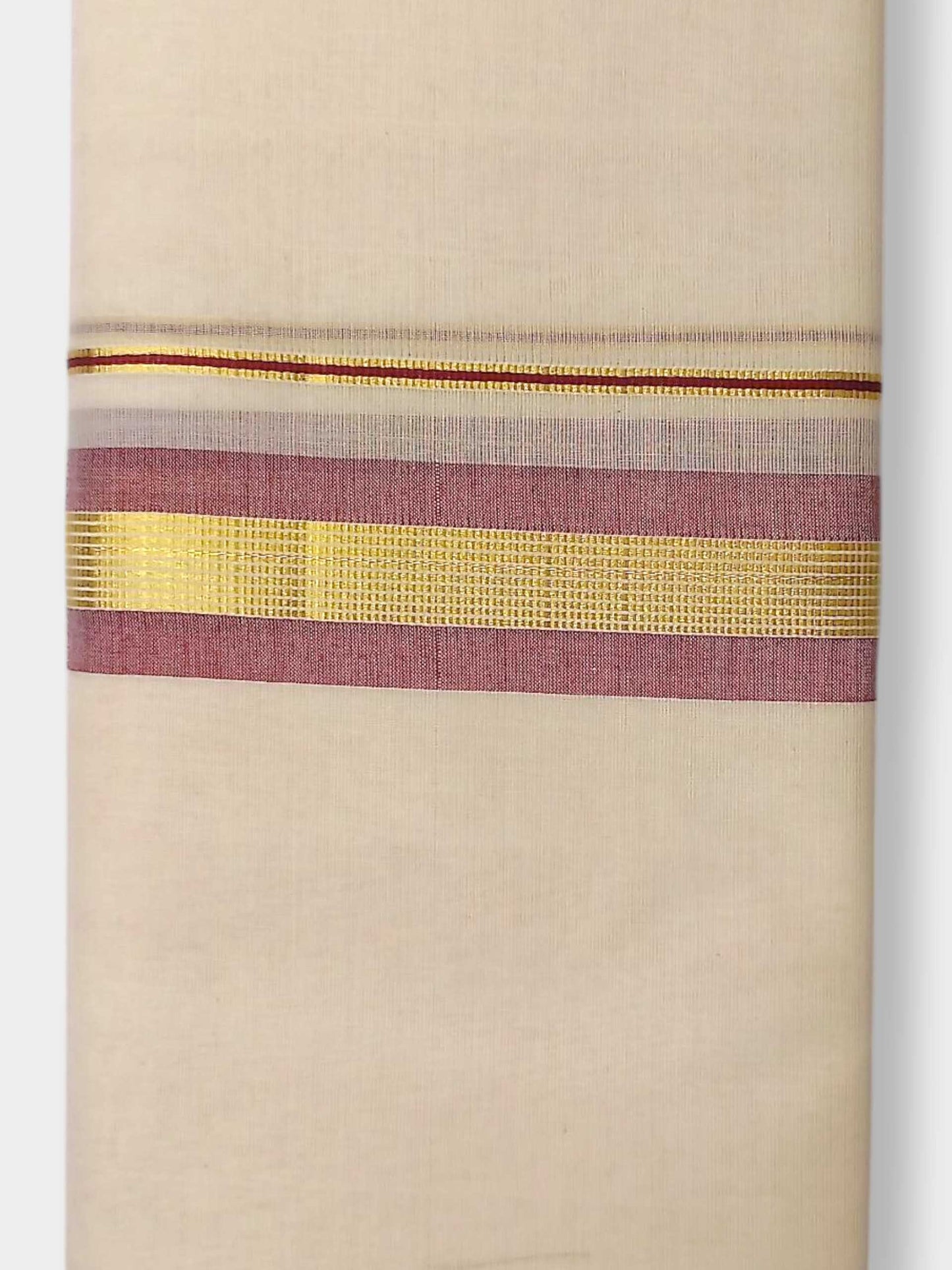 Balaramapuram Handloom Double Mundu Pure Cotton with Rose Border