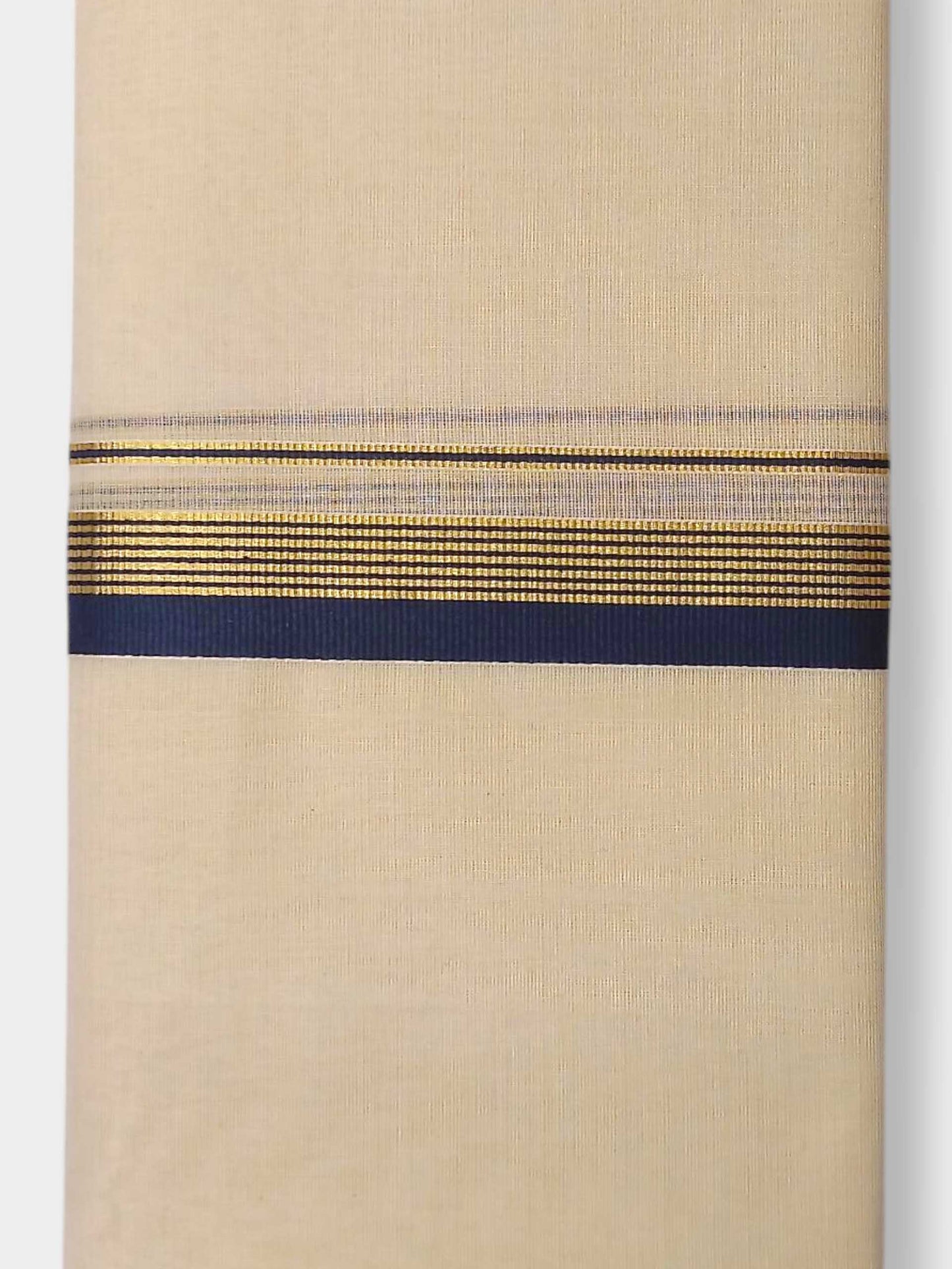 Balaramapuram Handloom Double Mundu Pure Cotton with Blue Border