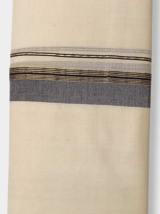 Balaramapuram Handloom Double Mundu Pure Cotton with Black Border