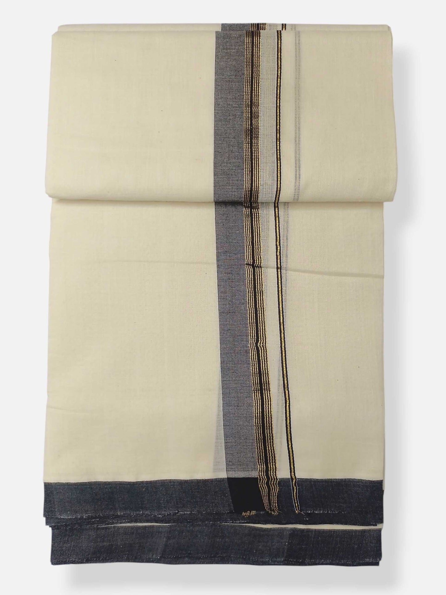 Balaramapuram Handloom Double Mundu Pure Cotton with Black Border