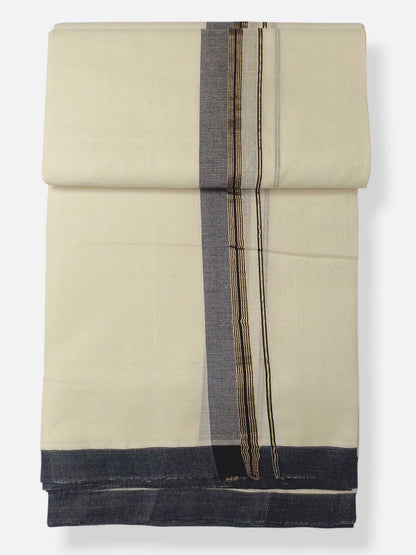 Balaramapuram Handloom Double Mundu Pure Cotton with Black Border