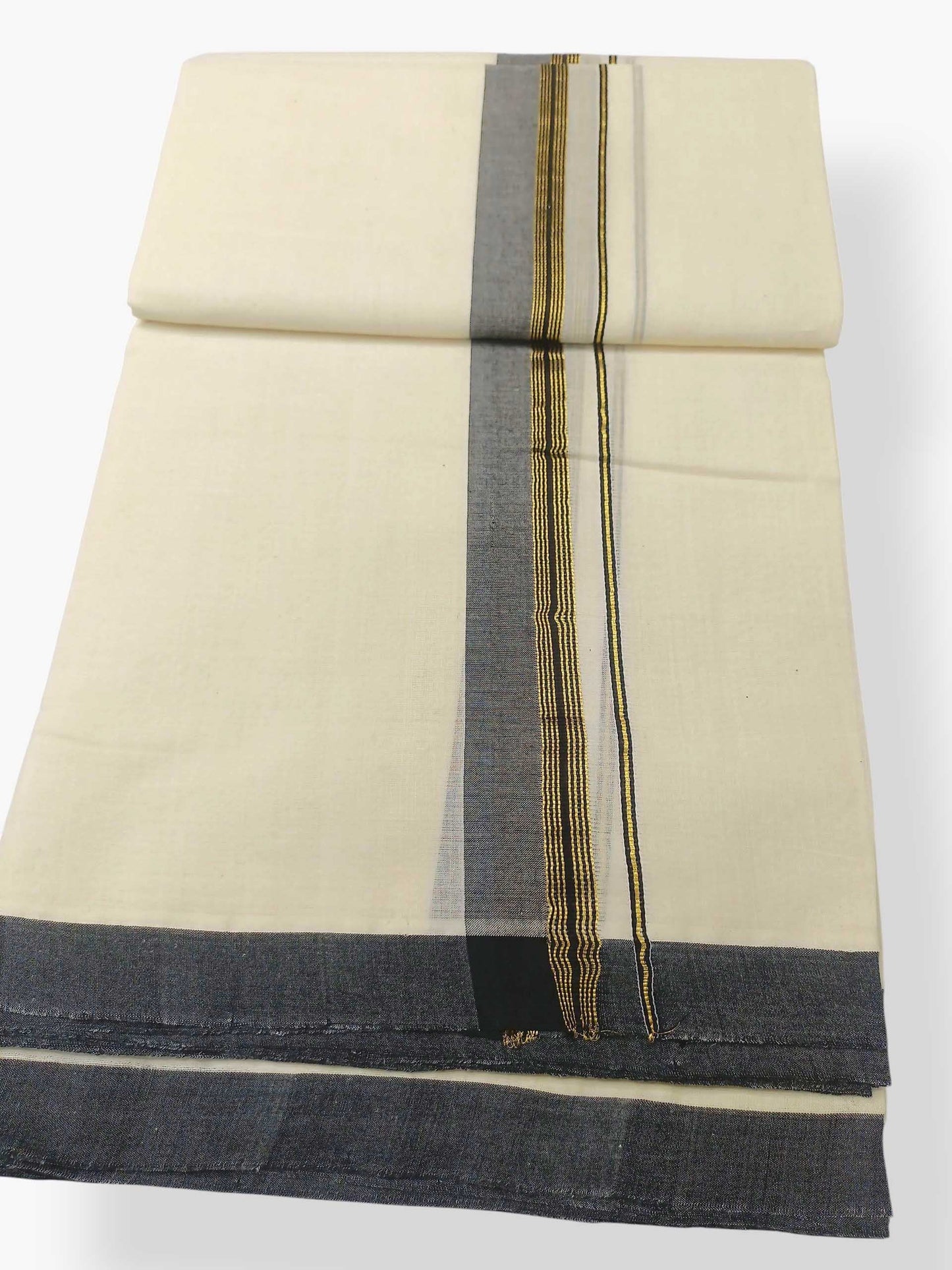 Balaramapuram Handloom Double Mundu Pure Cotton with Black Border