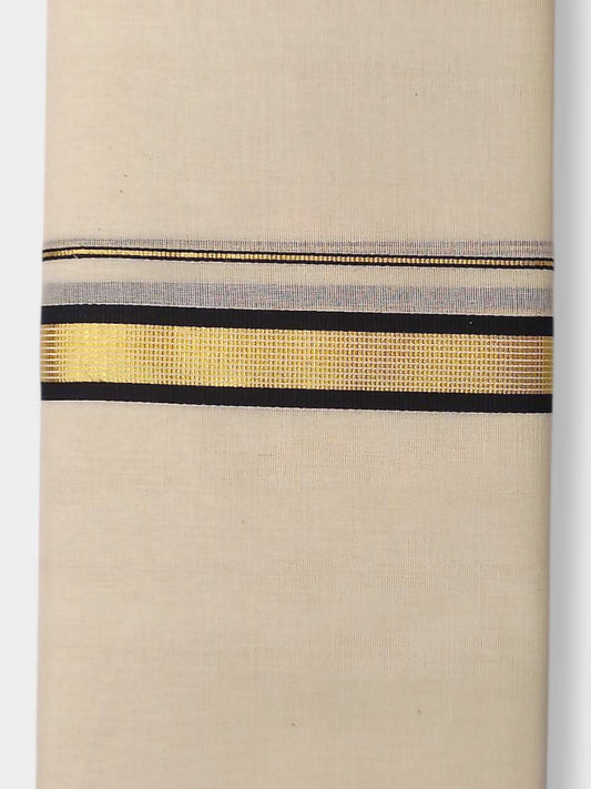 Balaramapuram Handloom Double Mundu Pure Cotton with Black Border