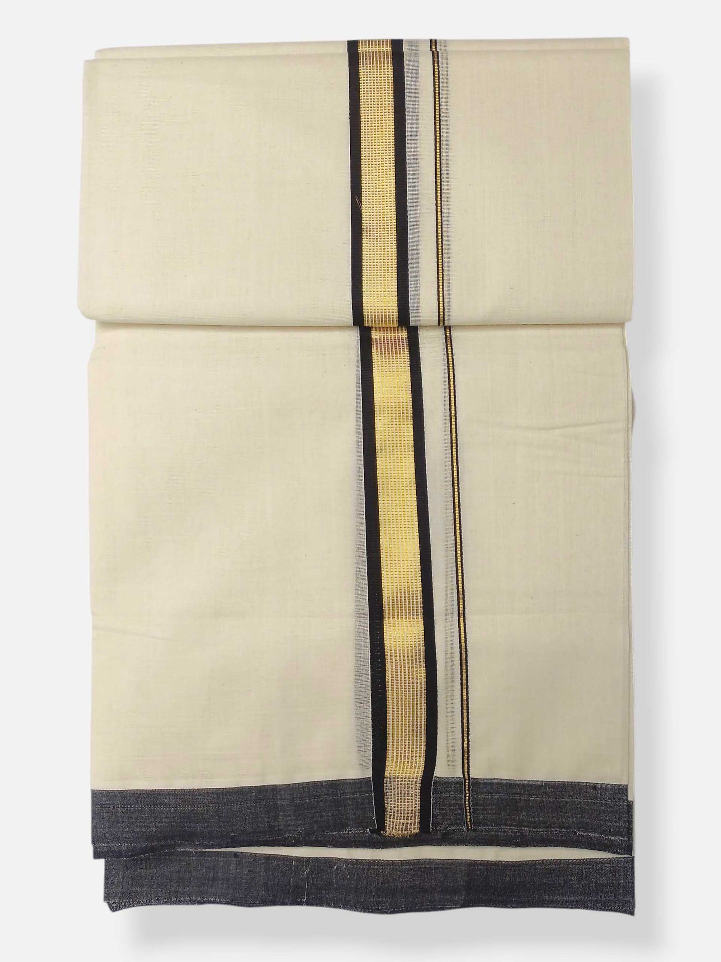 Balaramapuram Handloom Double Mundu Pure Cotton with Black Border