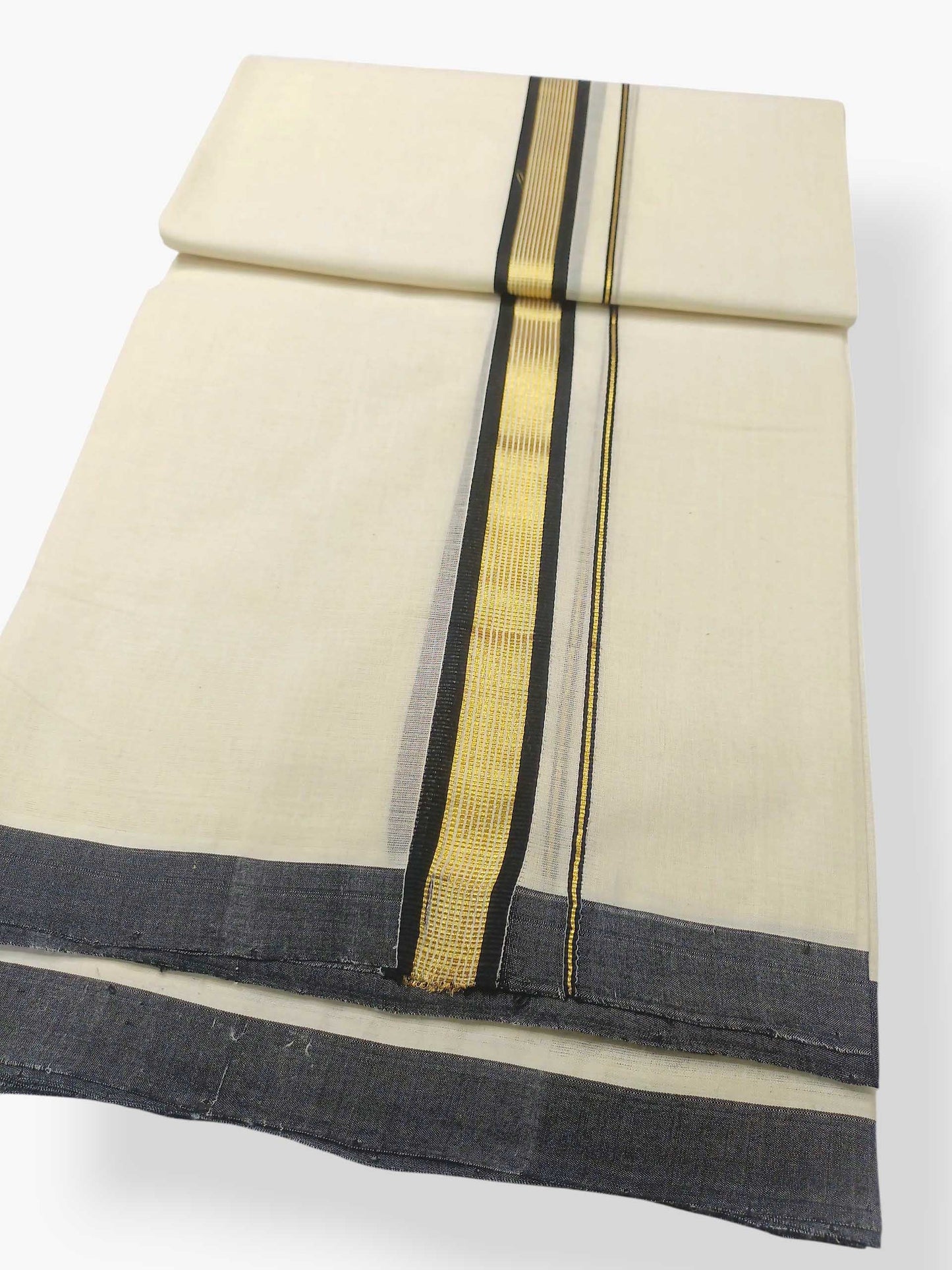 Balaramapuram Handloom Double Mundu Pure Cotton with Black Border