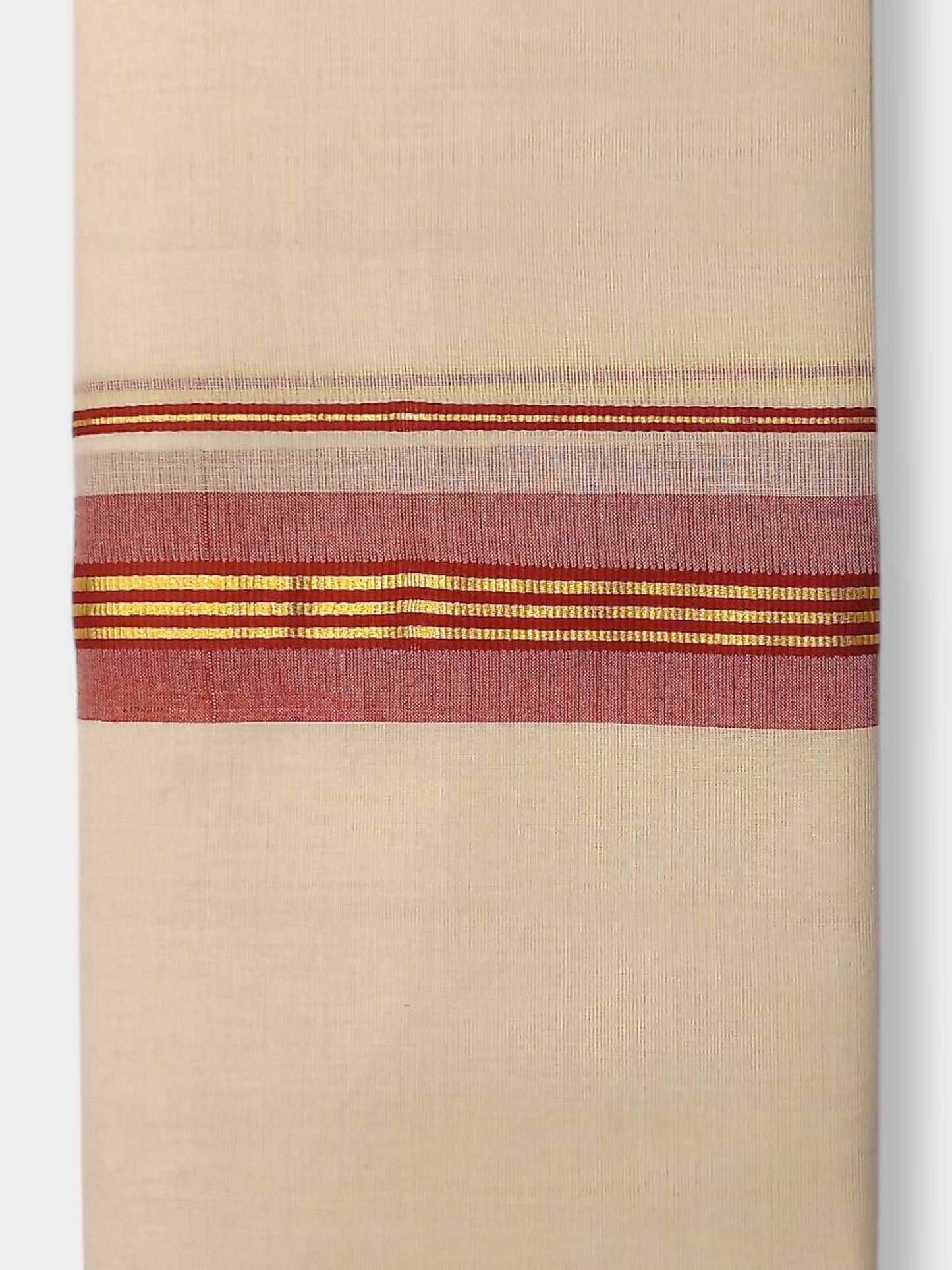 Balaramapuram Handloom Double Mundu Pure Cotton with Red Border