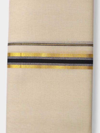 Balaramapuram Handloom Double Mundu Pure Cotton with Black Border