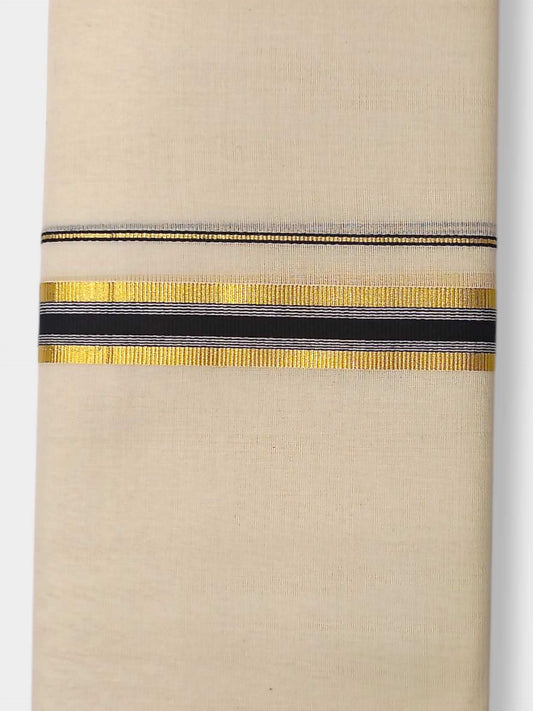 Balaramapuram Handloom Double Mundu Pure Cotton with Black Border