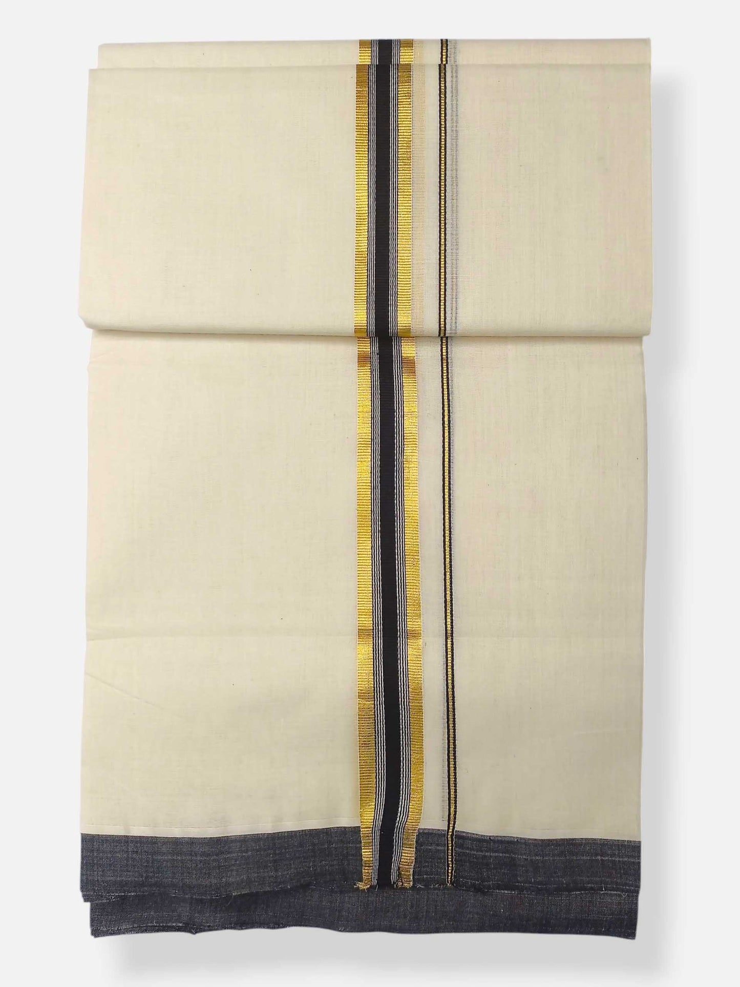 Balaramapuram Handloom Double Mundu Pure Cotton with Black Border