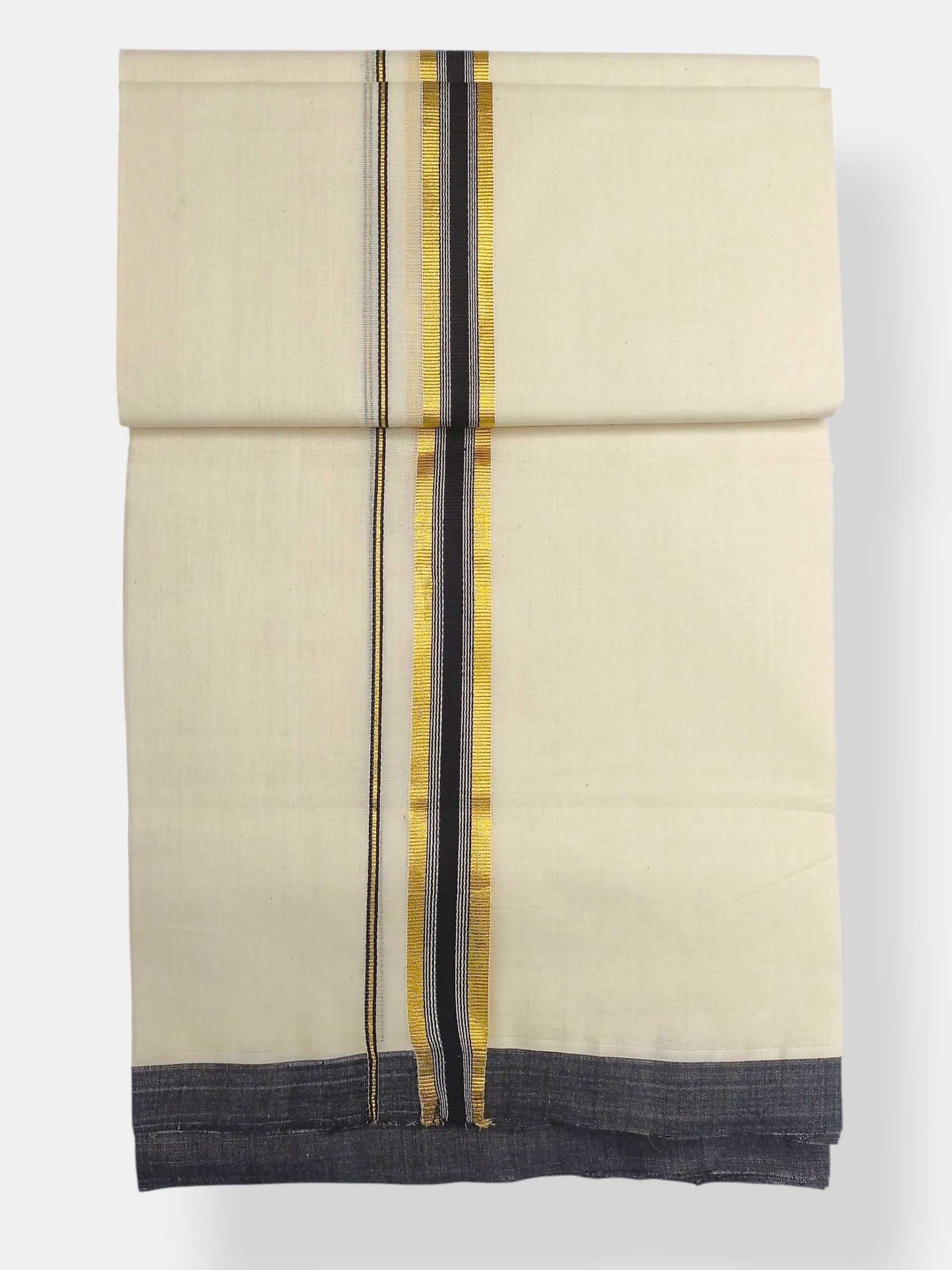 Balaramapuram Handloom Double Mundu Pure Cotton with Black Border