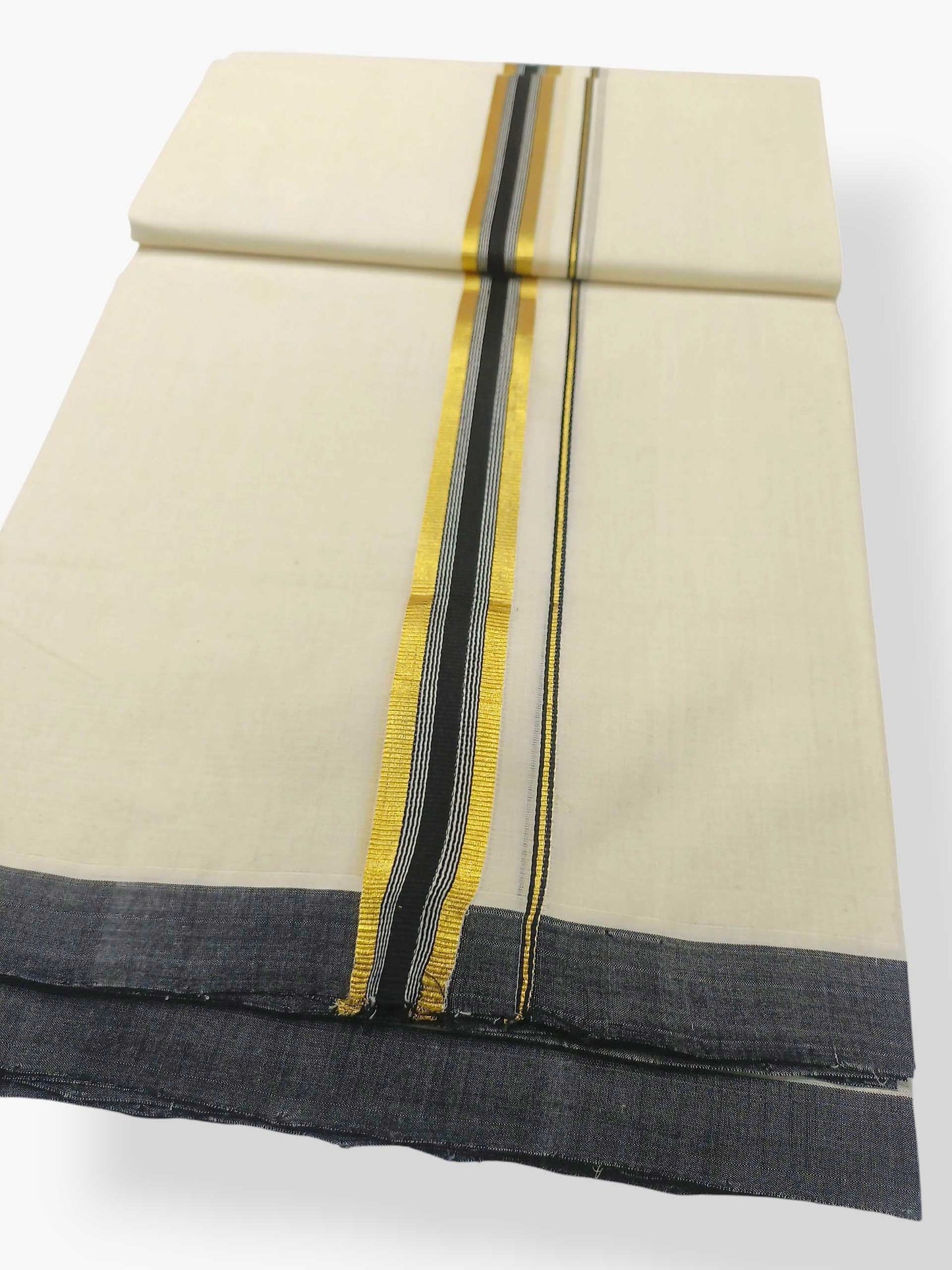 Balaramapuram Handloom Double Mundu Pure Cotton with Black Border