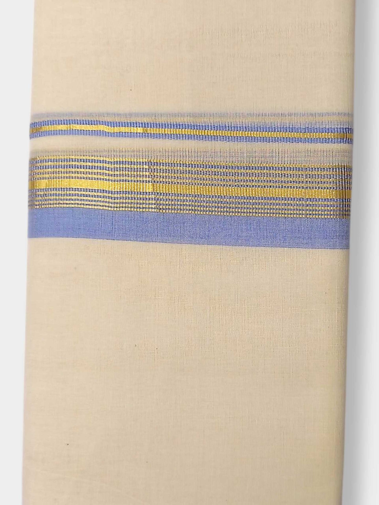 Balaramapuram Handloom Double Mundu Pure Cotton with Blue Border