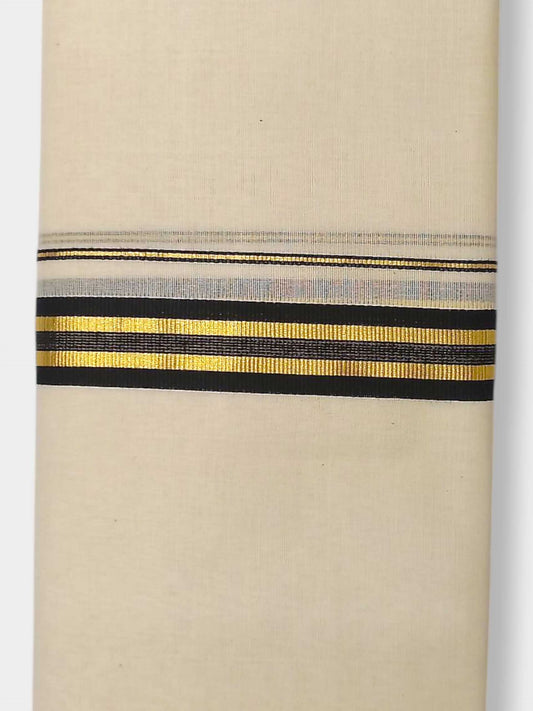 Balaramapuram Handloom Double Mundu Pure Cotton with Black Border