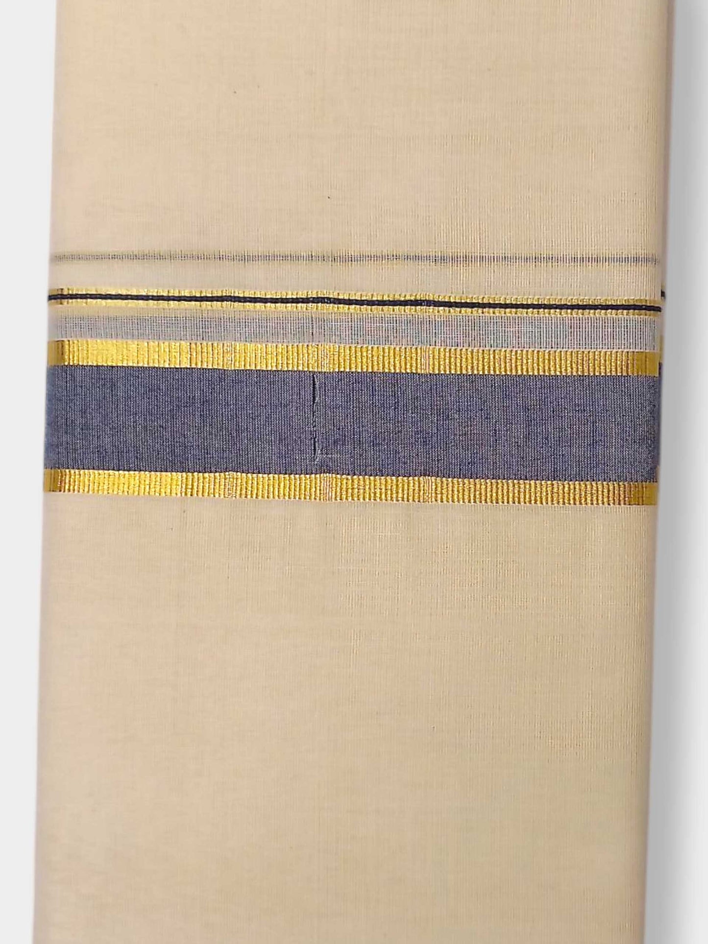 Balaramapuram Handloom Double Mundu Pure Cotton with Blue Border