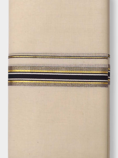 Balaramapuram Handloom Double Mundu Pure Cotton with Black Border