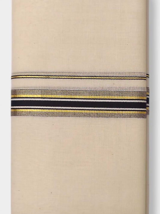 Balaramapuram Handloom Double Mundu Pure Cotton with Black Border
