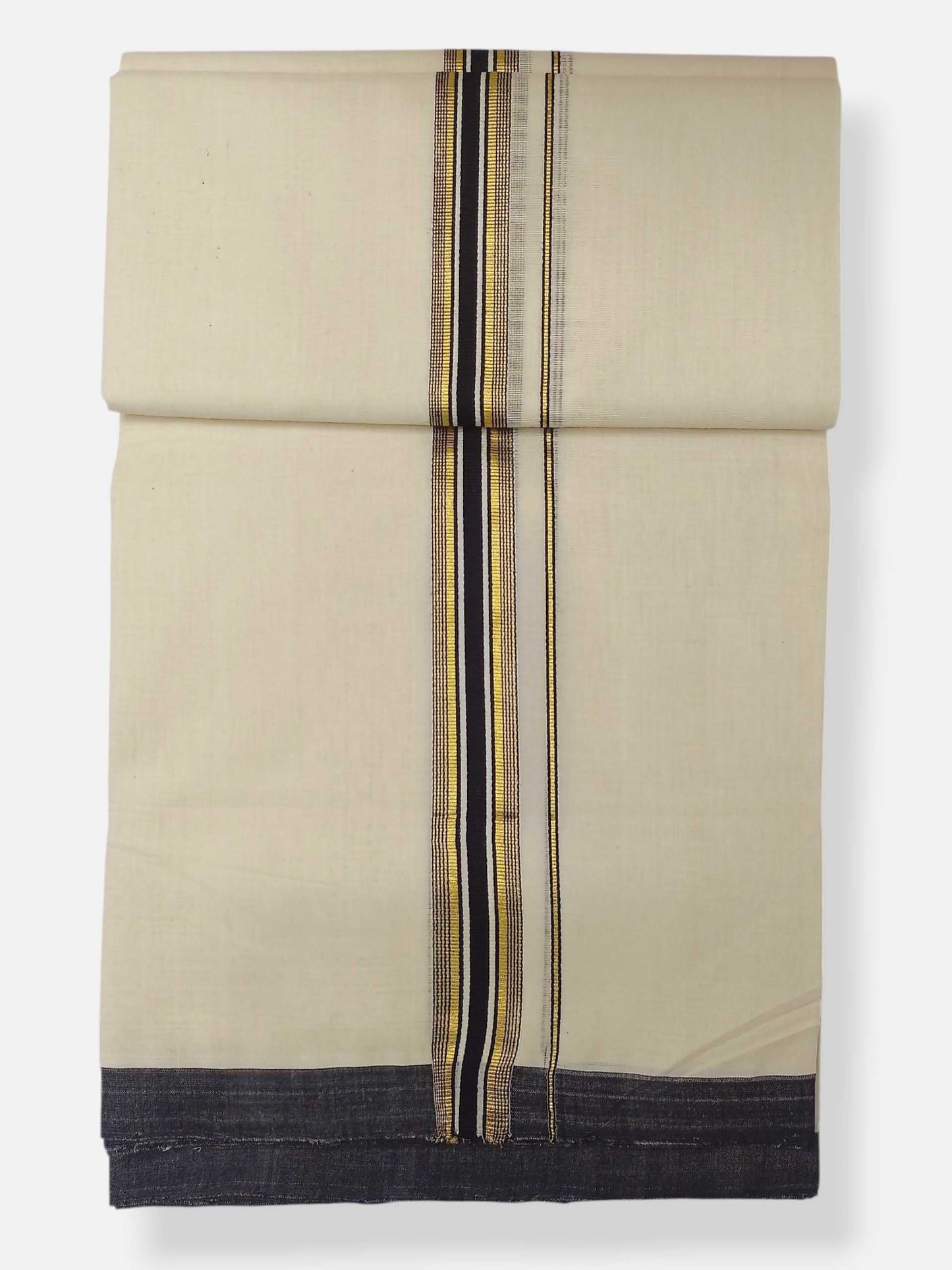 Balaramapuram Handloom Double Mundu Pure Cotton with Black Border