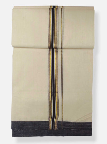 Balaramapuram Handloom Double Mundu Pure Cotton with Black Border