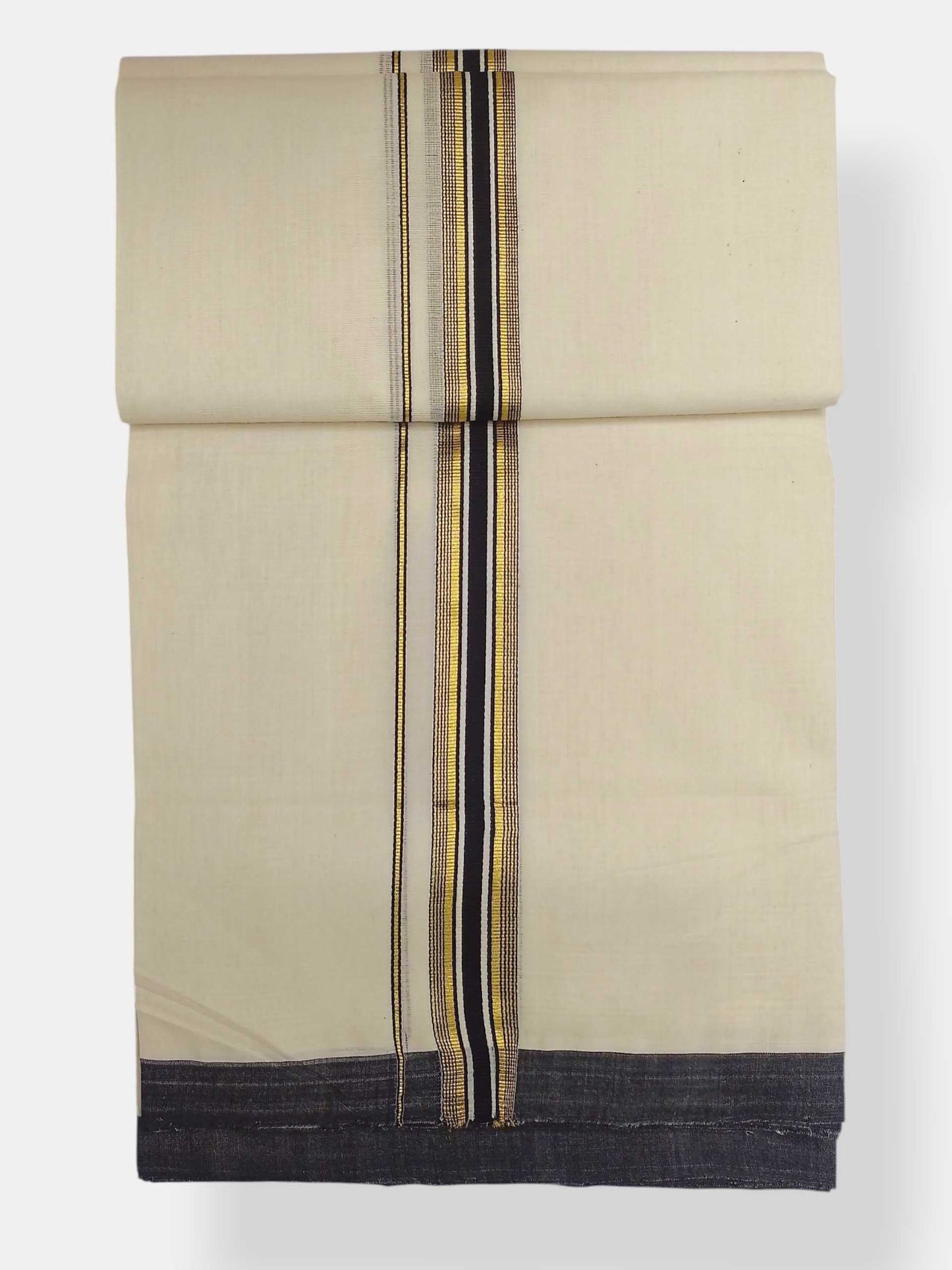 Balaramapuram Handloom Double Mundu Pure Cotton with Black Border