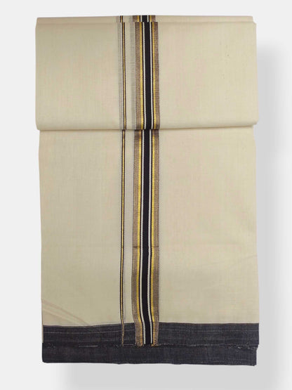 Balaramapuram Handloom Double Mundu Pure Cotton with Black Border
