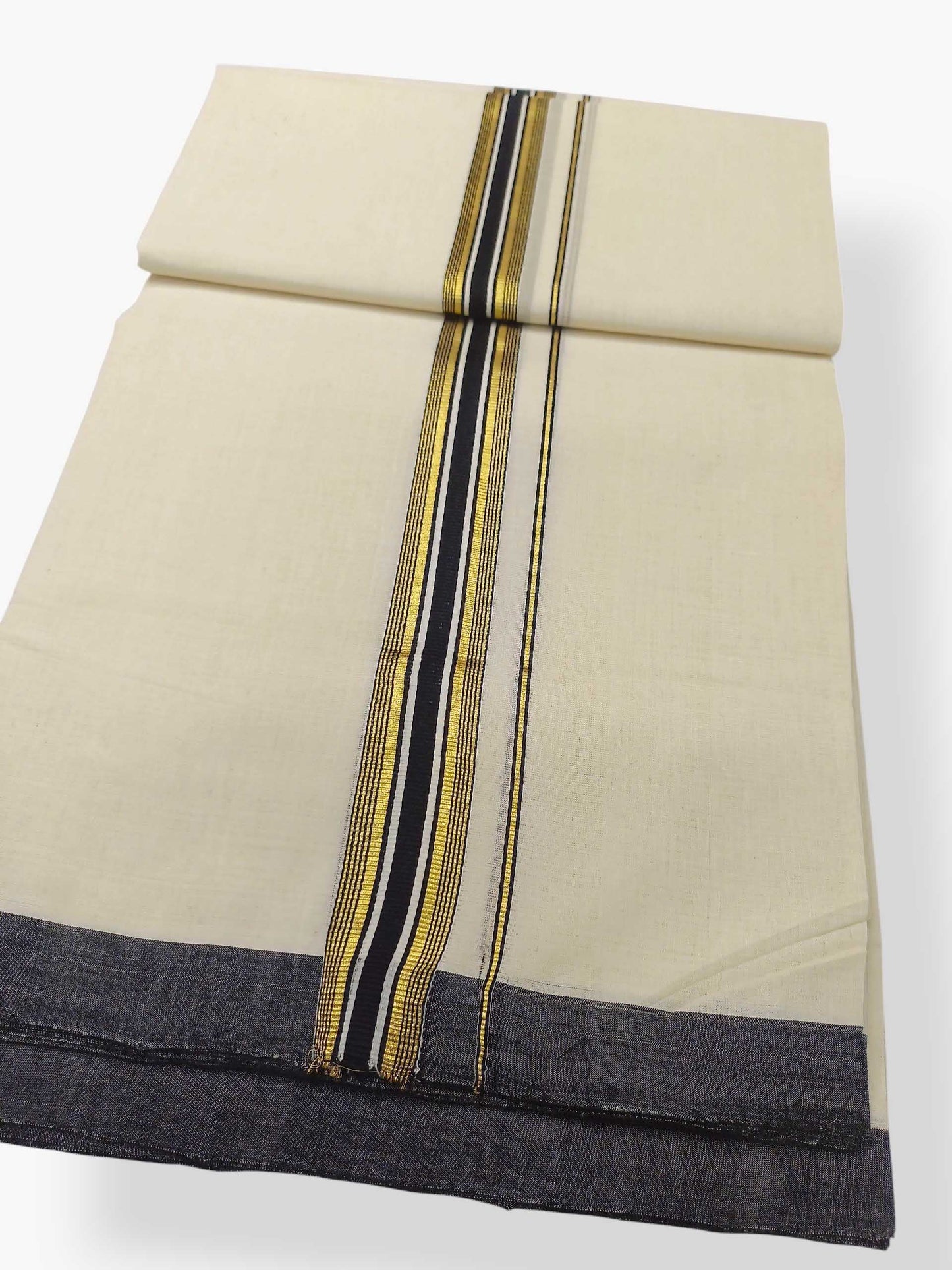 Balaramapuram Handloom Double Mundu Pure Cotton with Black Border