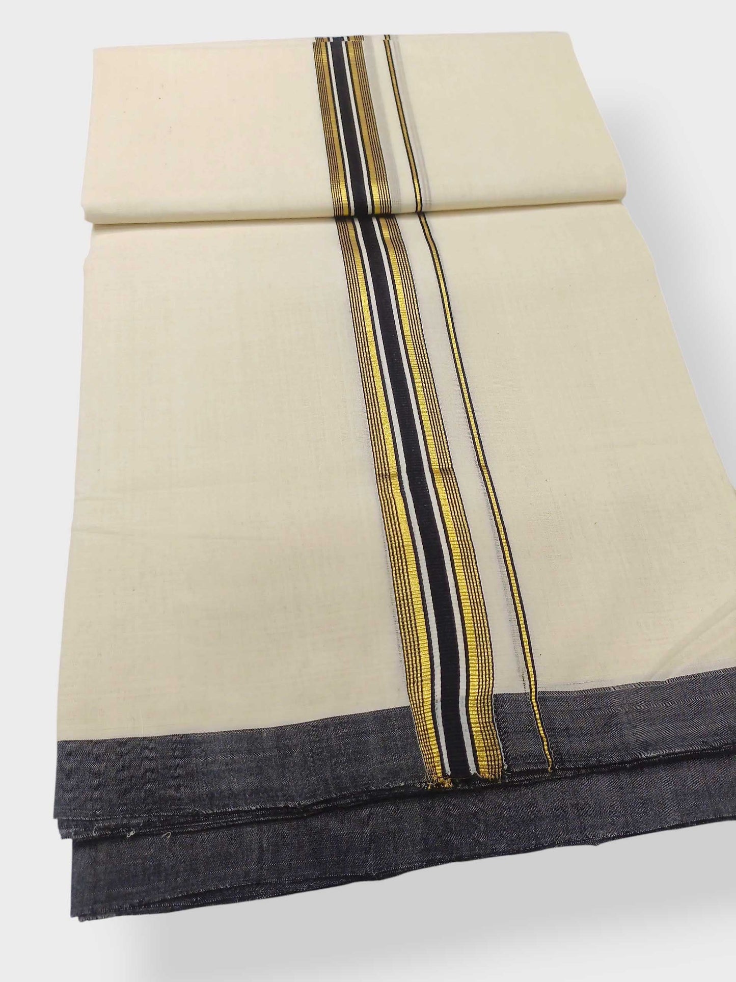 Balaramapuram Handloom Double Mundu Pure Cotton with Black Border