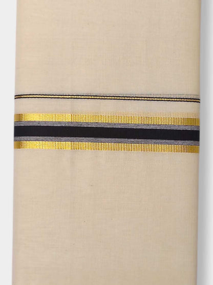 Balaramapuram Handloom Double Mundu Pure Cotton with Black Border