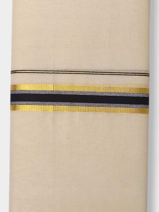 Balaramapuram Handloom Double Mundu Pure Cotton with Black Border