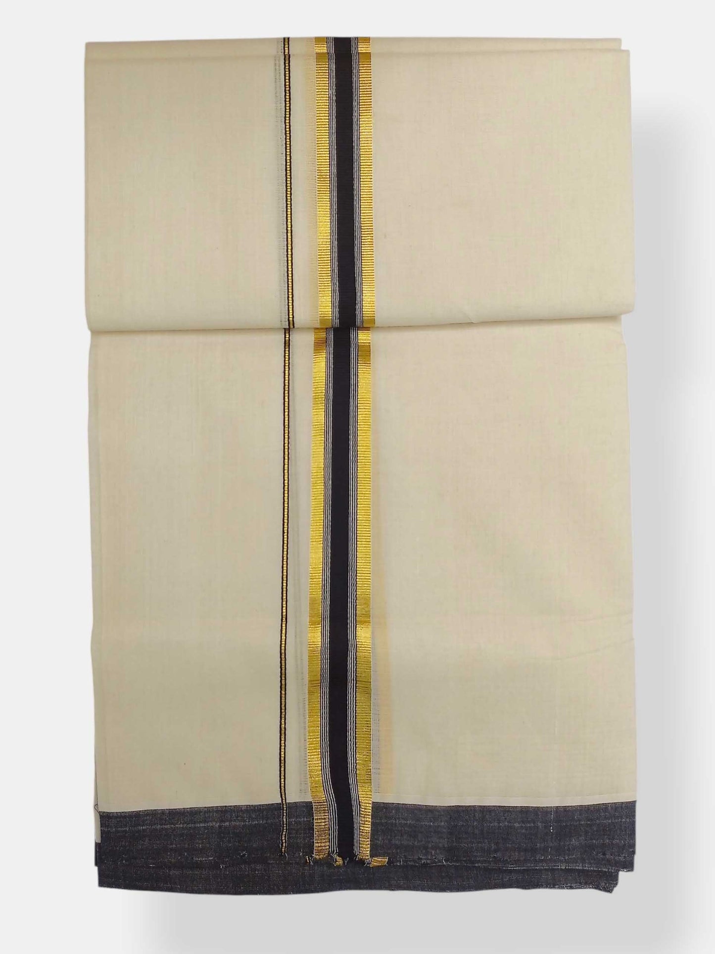Balaramapuram Handloom Double Mundu Pure Cotton with Black Border