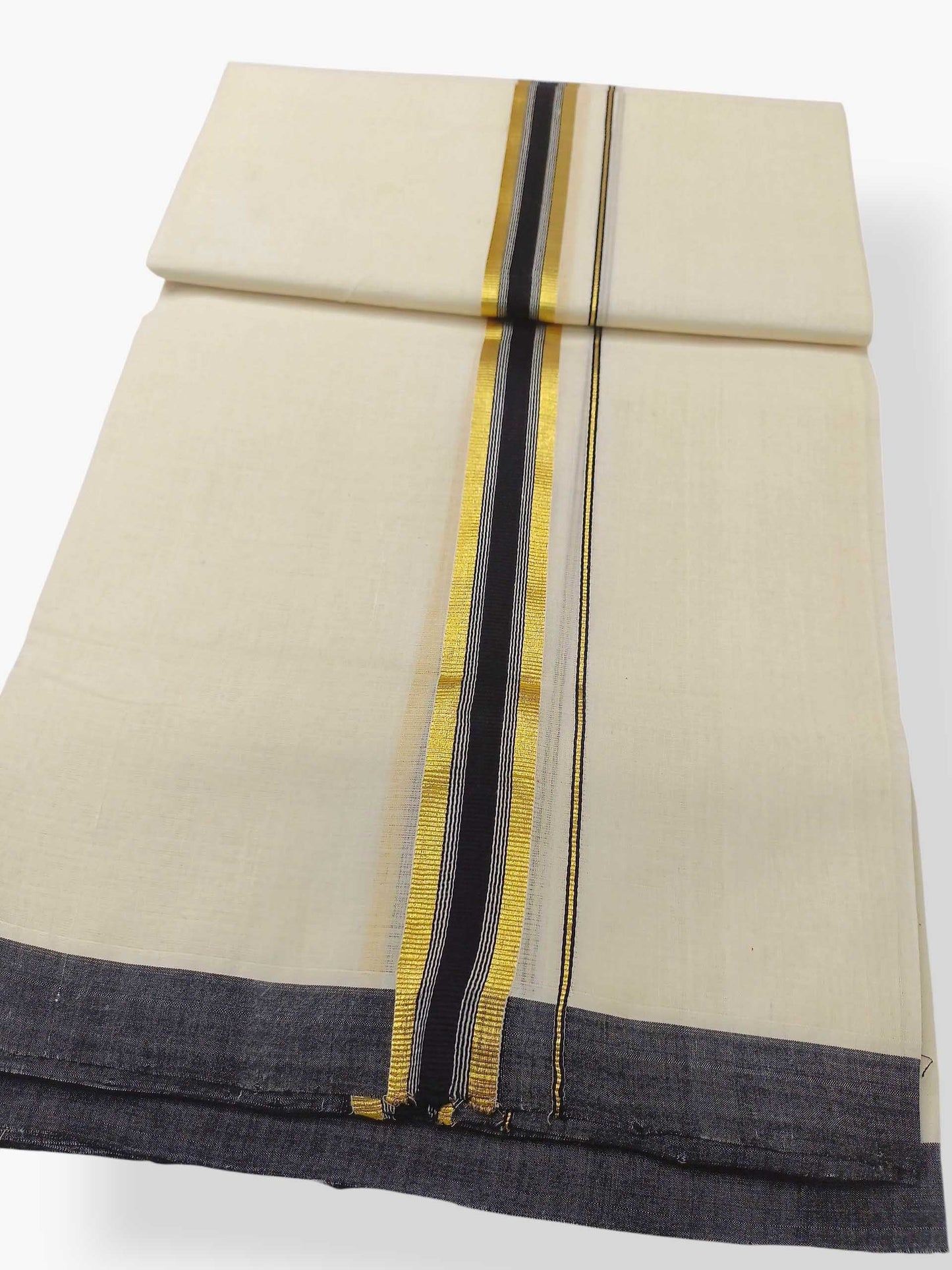 Balaramapuram Handloom Double Mundu Pure Cotton with Black Border