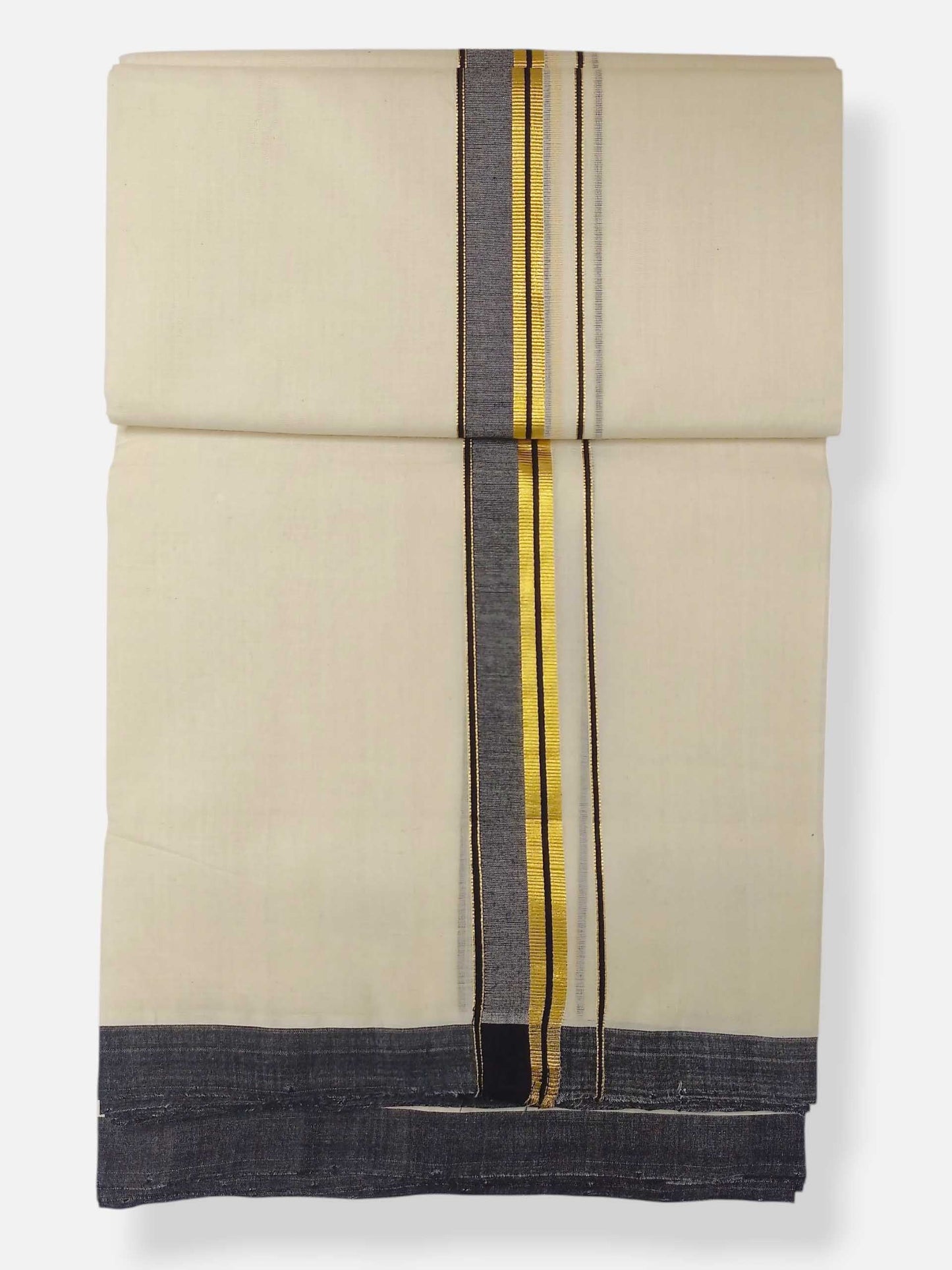 Balaramapuram Handloom Double Mundu Pure Cotton with Black Border