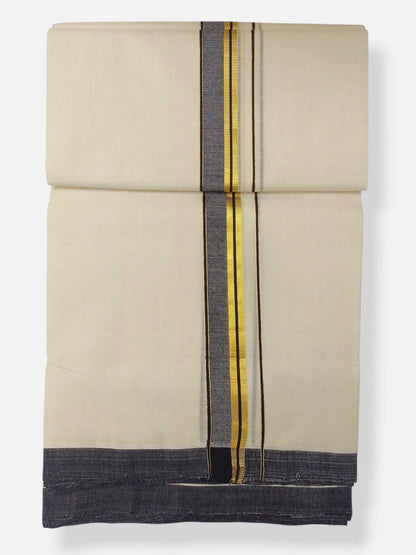 Balaramapuram Handloom Double Mundu Pure Cotton with Black Border