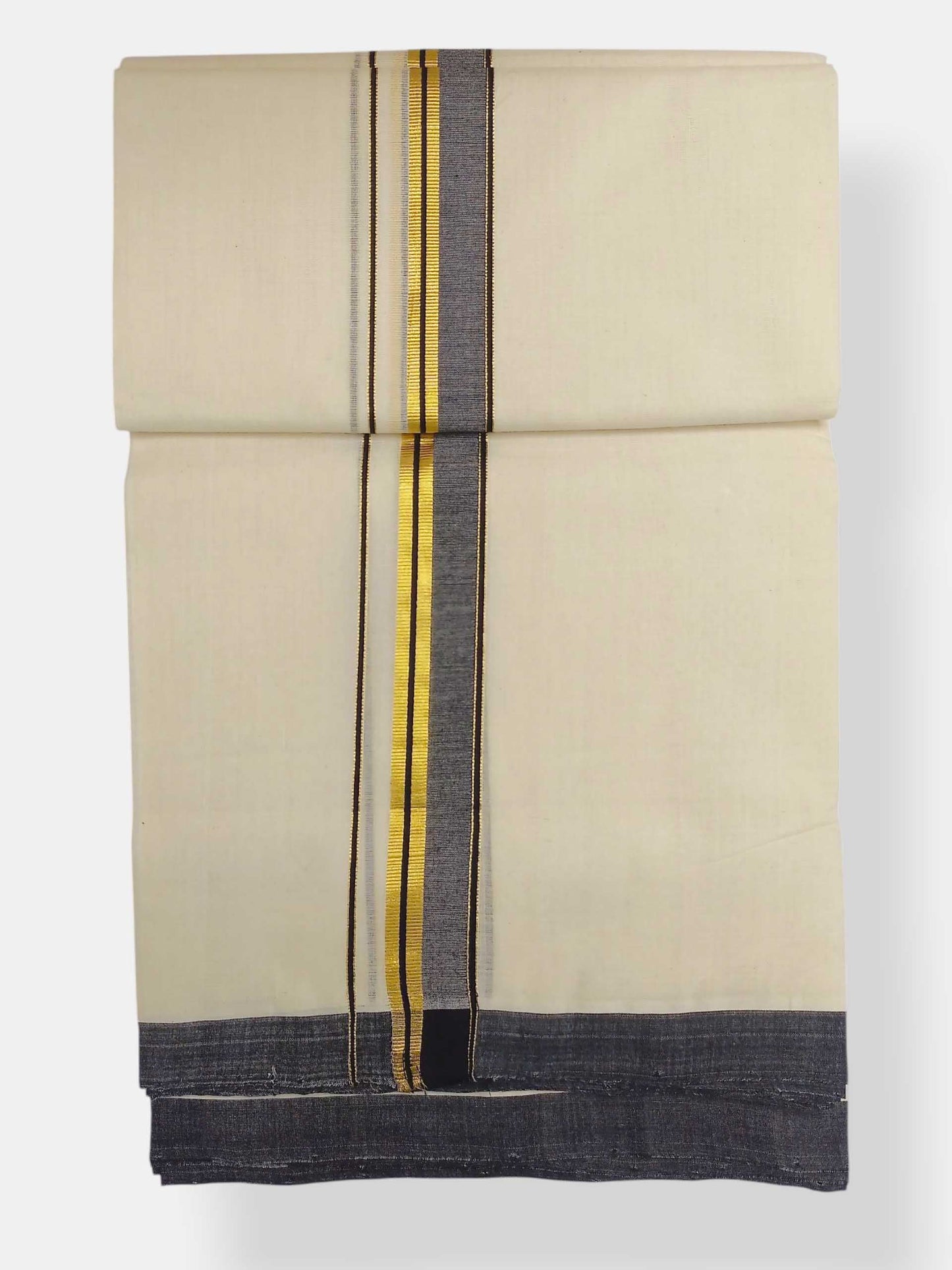 Balaramapuram Handloom Double Mundu Pure Cotton with Black Border
