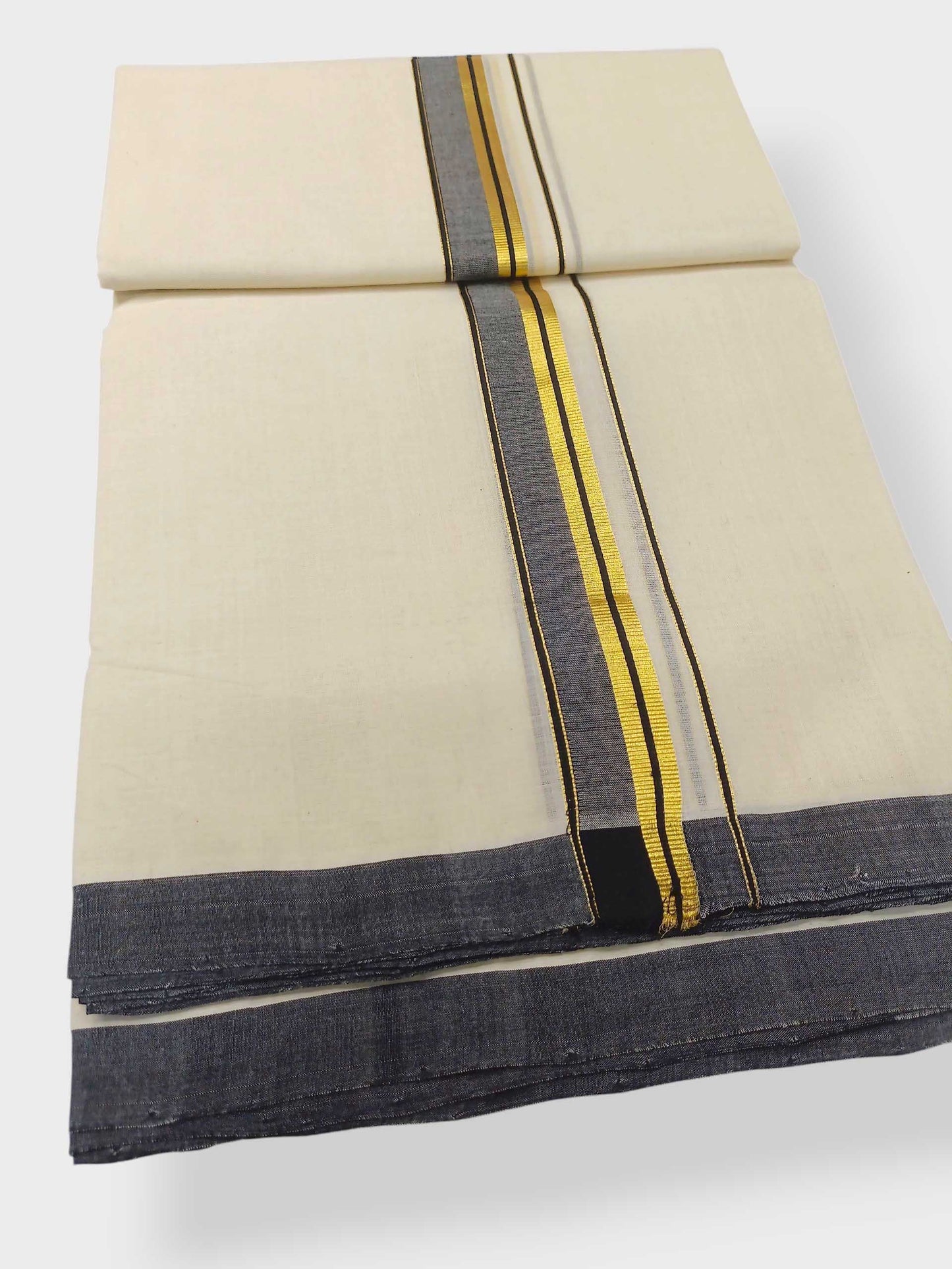 Balaramapuram Handloom Double Mundu Pure Cotton with Black Border