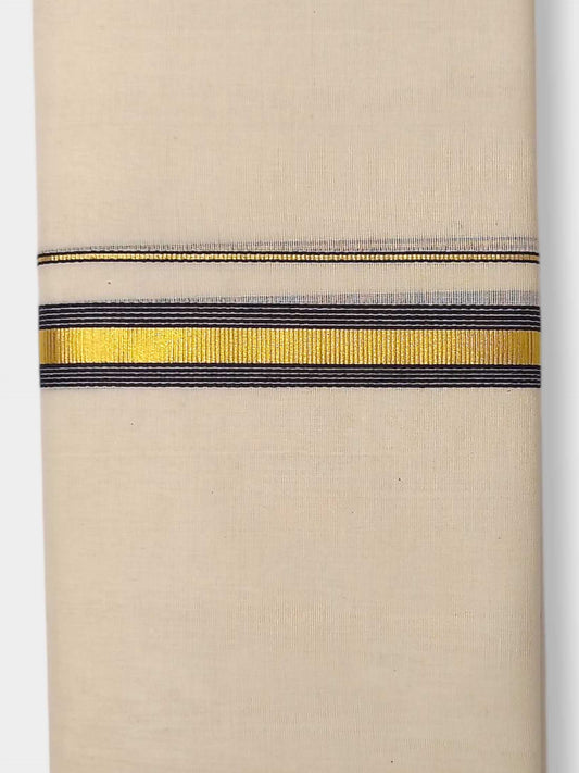 Balaramapuram Handloom Double Mundu Pure Cotton with Black Border