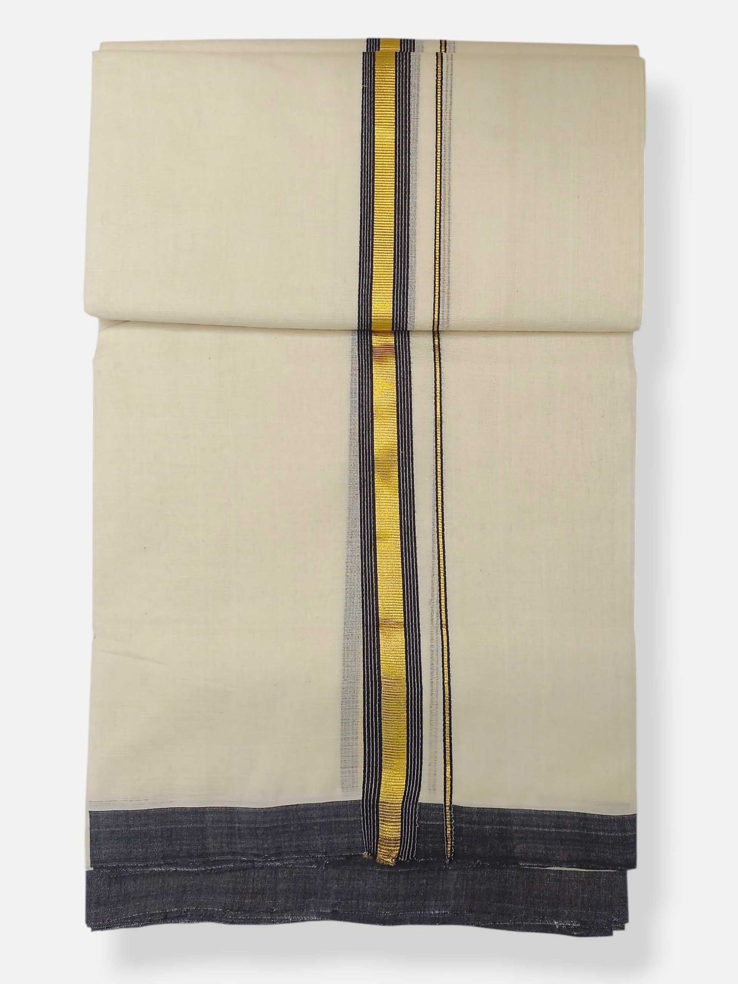 Balaramapuram Handloom Double Mundu Pure Cotton with Black Border
