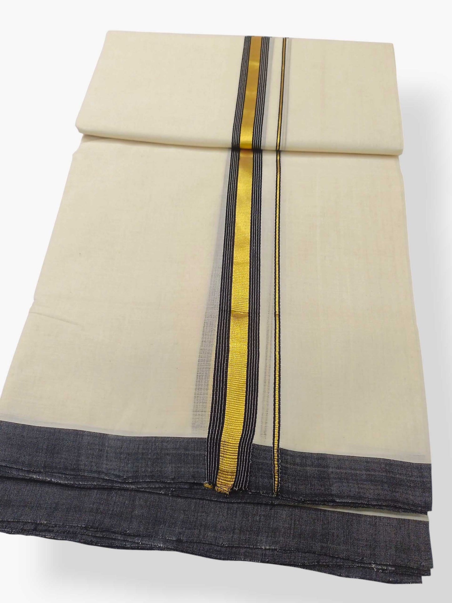 Balaramapuram Handloom Double Mundu Pure Cotton with Black Border